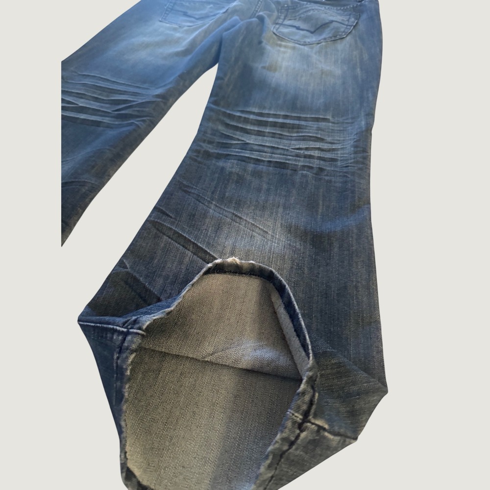 Buffalo David Bitton Jeans Mens 40 Blue Dark Wash Whiskered Bootcut Denim - Picture 3 of 11